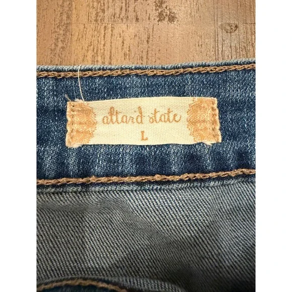 Denim Mini Skirt Blue Button Front Patch Pocket Womens Size Large - Picture 5 of 5